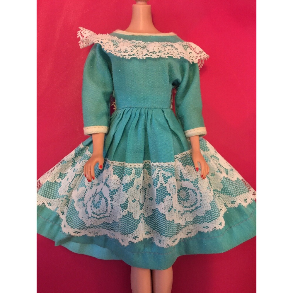 Vintage Barbie Clone HTF PREMIER LACE BLUE SHIRT DRESS Amazing condition